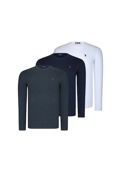 Üçlü Set T8588 Dewberry Yuvarlak Yaka Erkek Sweatshırt-lacivert-antrasit-beyaz Lacivert-antrasit-beyaz