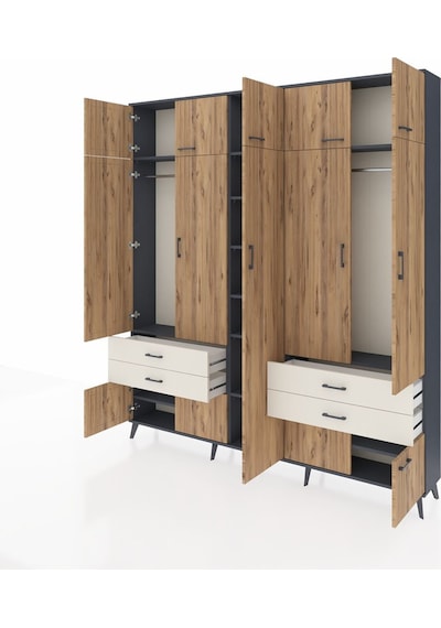 Arges Dolap 12 Raflı 4 Çekmeceli 2 Askılı 220x30x243 Antrasit-çam/aytaşı Atlas Çam/aytası Arges Dolap 12 Raflı 4 Çekmeceli 2 Askılı 220x30x243 Antrasit-çam/aytaşı Atlas Çam/aytası