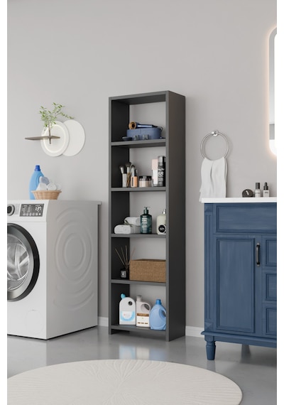 Alpaevmobilya Ahşap 5 Raflı 150 Cm Çok Amaçlı Açık Banyo Dolabı Düzenleyici Raf Ve Çamaşır Odası Dolabı Antrasit Alpaevmobilya Ahşap 5 Raflı 150 Cm Çok Amaçlı Açık Banyo Dolabı Düzenleyici Raf Ve Çamaşır Odası Dolabı Antrasit