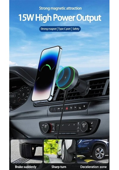 Magnetic 15w Kablosuz Araç İçi Cep Telefonu Şarj 2in1 Telefon Tutucu Ve Şarj Araç Universal Model Uyumlu Havalandırma Ve Izgarasına Montaj Mıknatıs Tasarım D12 D12 2 Mixed