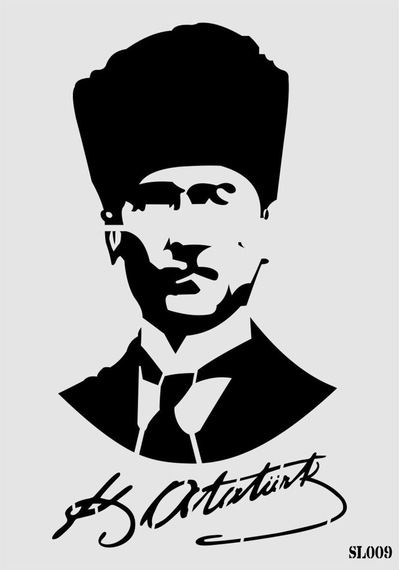Kk Swords Stencil Tasarım Sl009 Atatürk- Dekoratif Duvar, Fayans Ve Eşya Boyama Şablonları 21x30cm