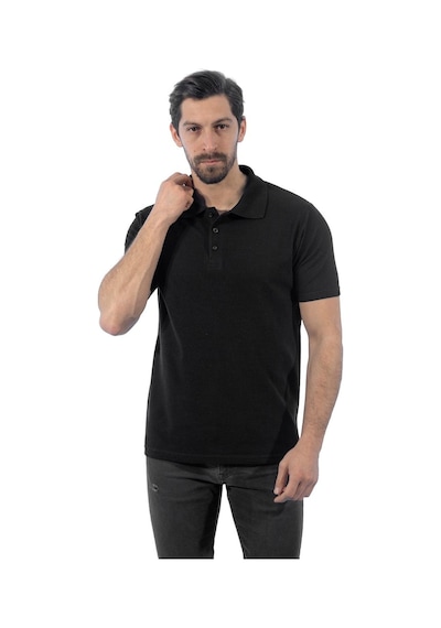 Polo Yaka Tişört, Siyah -136E1050- T-Shirt, Tshirt, Kısa Kollu