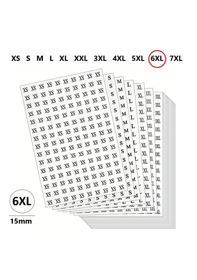 6xl Yapışkanlı Çapı-15mm Yuvarlak Beden Etiketi 300 Adet 300