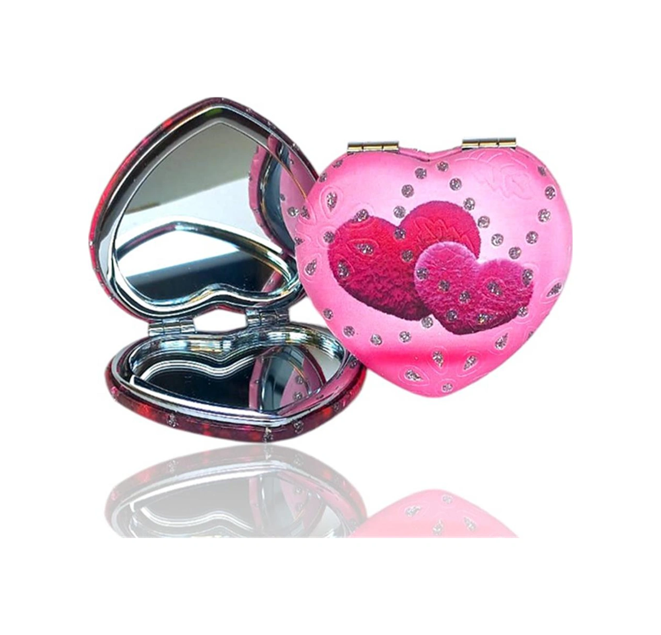 Kalp Makyaj Aynası Kalp Model Pembe Pembe