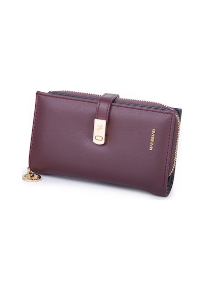 Nas Bag Kadın Orta Boy Kartlık Kağıt Para Ve Bozuk Para Tasarımına Sahip Bordo Dona 16x9 Cm