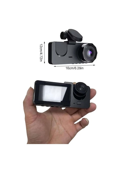Araç İçi Dikiz Kamerası Sürüş Kaydedici 3 Lensli Dvr Kamera - Lisinya