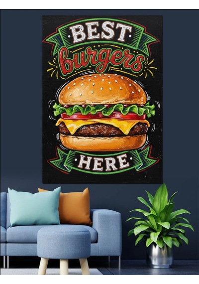 Ahşap Tablo En İyi Burger Reklamı