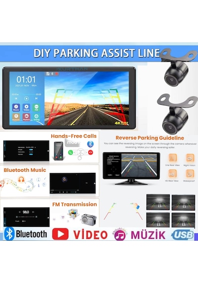Dokunmatik Dvr Video Müzik 2 Adet 1080p Ahd 150'' Kamera Seti