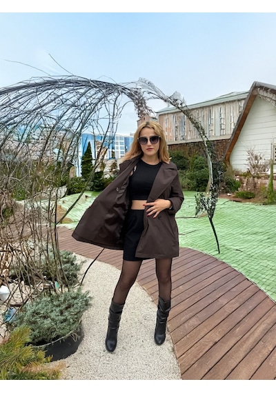 Resshomağazacılık Yeni Sezon Kadın Trençkot Kahverengi