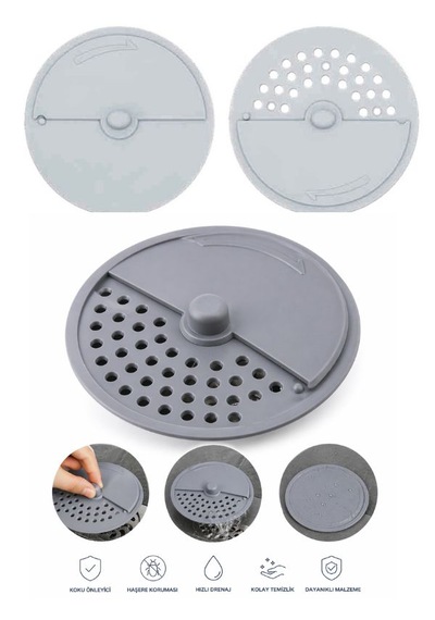 Aç Kapa Twist Gider Süzgeci Antrasit Gri Lavabo, Banyo Ve Mutfak İçin Pratik Filtre 1 Adet Antrasit - Gri