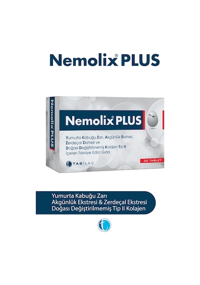 Tab Nemolix Plus Tip II Kolajen Yumurta Kabuğu Zarı 30tablet
