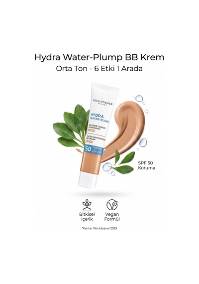 Orta Ton Bb Krem Spf50 Ton Eşitleyici Renkli Nemlendirici Güneş Kremi Hydra Water Plump 40 Ml Bej