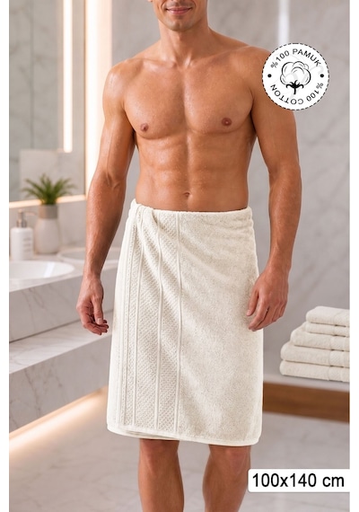 %100 Pamuk Softure Banyo Havlusu Yüksek Emici Yumuşak Dokulu Premium Havlu 100x140 Cm - Vizon Ekru