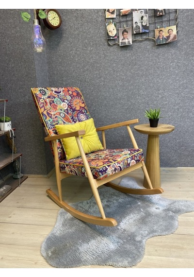 Asedia Trend Naturel Retro Sallanan Sandalye Koltuk