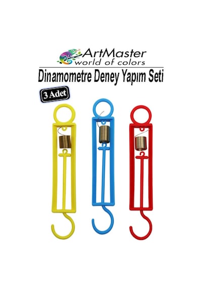 Dinamometre Renkli 3 Adet Deney Proje Yapım Seti Deney Malzemesi Okul Sınıf Deney Proje Tasarım İçin Dinomometre Modeli