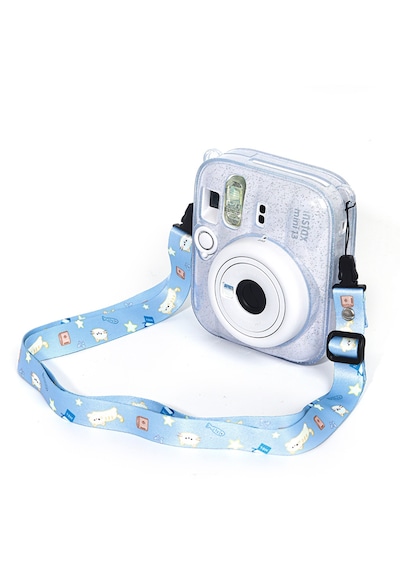 Instax Mini 13 Makine Uyumlu Mavi Simli Pleksi Kılıf