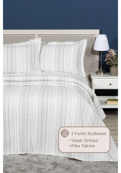 Elart Harmony Yatak Örtüsü Takımı Çift Kişilik 240x250 Cm Antrasit Antrasit