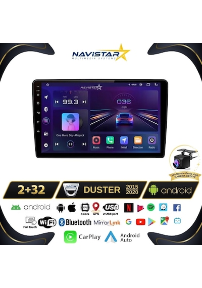 Dacia Duster 2015-2020 Model 2gb + 32gb Android 13 Kablosuz Carp