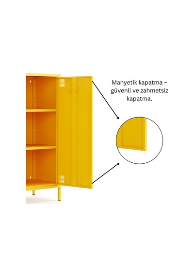 Pera Metal Dolap 2 Kapılı 80,50 X 40 X 109,50 Cm Ral 1018 Sarı