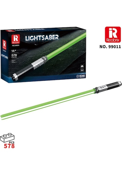Reobrix 99011 Işın Kılıcı Yeşil Yaratıcı Yapı Blok Seti Building Blocks Lightsaber - 578 Parça