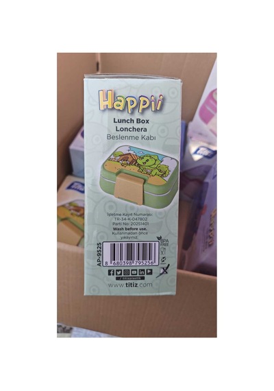 304 Paslanmaz Çelik 2 Katlı 2 Bölmeli 1030ml Happii Beslenme Çantası Temalı Lunch Box Yeşil
