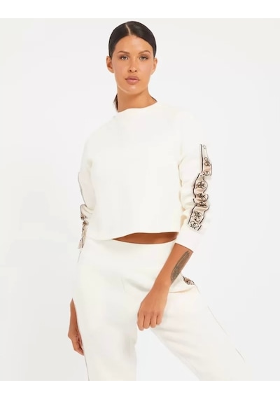 Guess Kadın Bisiklet Yaka Sweatshirt Beyaz