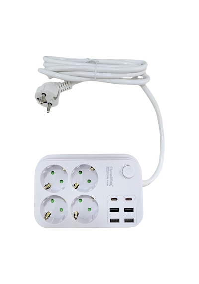 Showmax Serisi Sh-2946 Termal Akım Korumalı Priz 2 Mt 4 Priz + 4 Usb + 2 Type-c 1