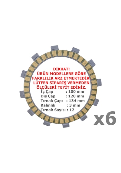Cf Moto Nk 250-sr 250 Debriyaj Balatası 6'lı 12 Tırnak-2990 12t 100-120-134 Mm