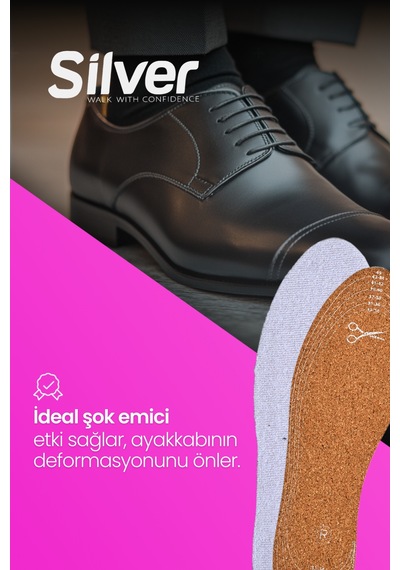 Silver Deri Koku Yapmaz Kesilebilir Ayakkabı Gözenekli Tabanlık 35-45