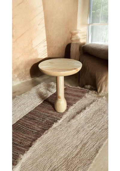 Doğal Masif Ahşap Mantar Sehpa Naturel Renk Tekli Yan Sehpa Modeli - Coffee Table Naturel