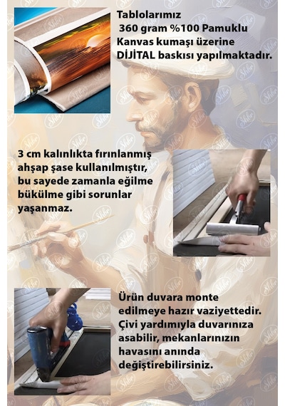 Tekli Yatay Kanvas Dekoratif Duvar Tablosu Tropikal Ormanda Kraliyet Kuşları İllüstrasyon