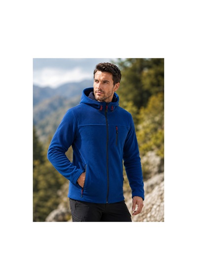 Luxıc Core Mavi Kapüşonlu Mavi Polar 3 Cepli Fermuarlı Sıcak Tutan Kışlık Outdoor Hoodie Günlük Stilpro