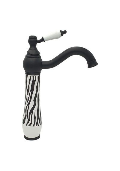 Zebra Siyah Beyaz Çanak Lavabo Bataryası Renkli
