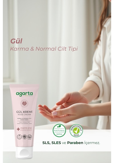 Agarta Doğal Gül Aromalı Nemlendirici El Ve Vücut Bakım Kremi 75 ML