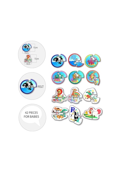 12 Set 42 Parça Tox Deniz Canlıları Ve Hayvanlar 2+ Keçe Yapboz