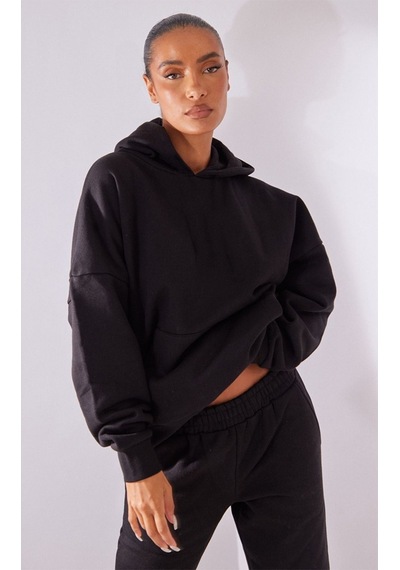 Basic Düz Eşofman Takımı Sweatshirt Jogger - Kapüşonlu Oversize Şardonlu Lastik Paça Siyah Basic Düz Eşofman Takımı Sweatshirt Jogger - Kapüşonlu Oversize Şardonlu Lastik Paça Siyah