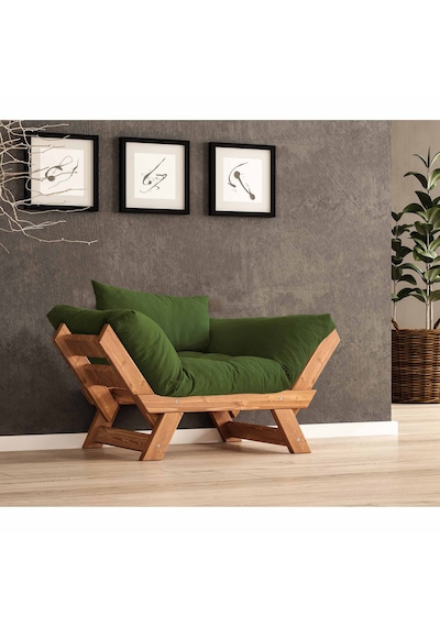 Woodesk Adalar Masif Tik-yeşil Renk Berjer Cpt8160-140 Yeşil