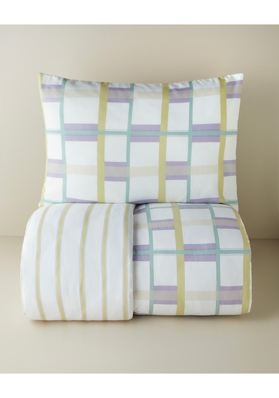 English Home Pop Grid Kolay Ütülenir Tek Kişilik Nevresim Seti 160x220 Cm Lila-yeşil