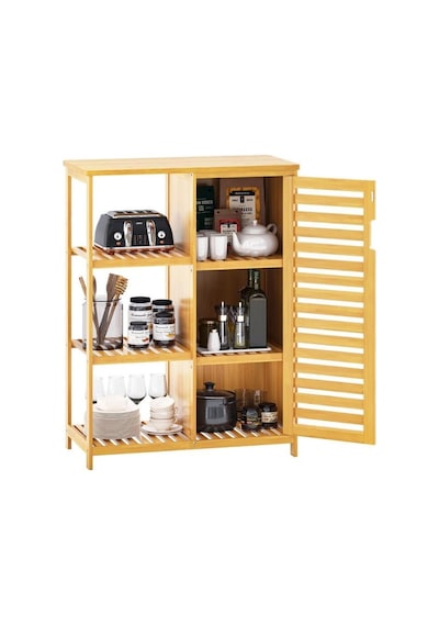 Digithome Bambu Masif 3 Raflı Tek Kapaklı Çok Amaçlı Düzenleyici Organizer Dolap Db-0005 Kahverengi