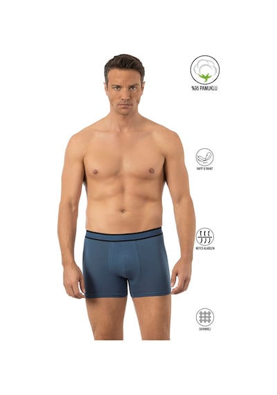 Özkan Underwear Özkan 11226 Erkek %95 Pamuklu Likralı Süprem Kumaş Esnek Rahat Boxer Şort Mavi
