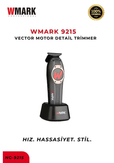 9215 Vector Motor Detail Trimmer Gri 10000 Rpm, Dlc Bıçak, Profesyonel Tıraş Makinesi 2 Saat