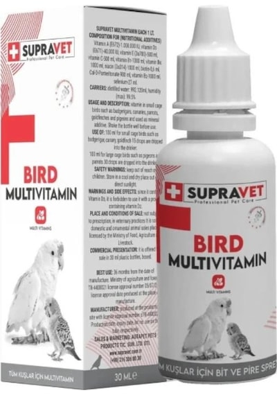 Supravet Plus Kanarya Papağan Güvercin Ve Muhabbet Kuşları İçin Multivitamin Damla 30 Ml