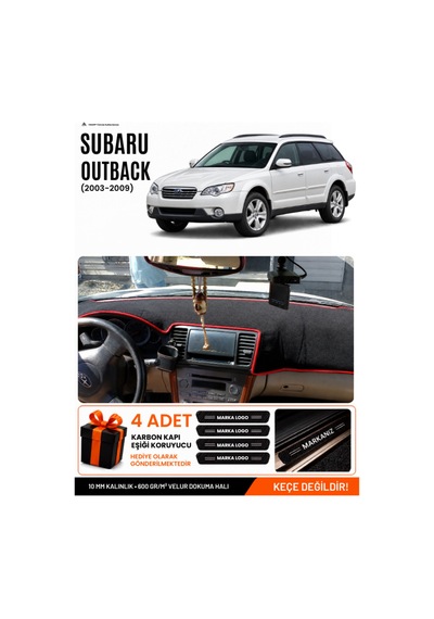 Subaru Outback 2003-2009 Uyumlu Torpido Örtüsü, Torpido Kılıfı - Siyah Kırmızı