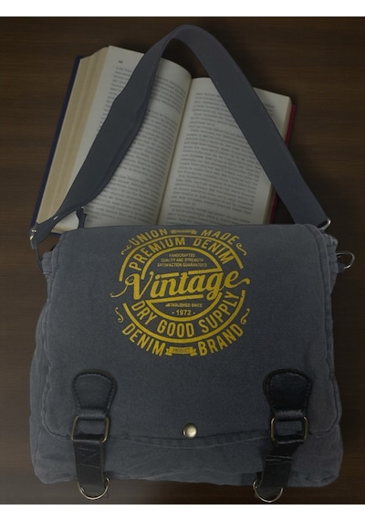 Old Cotton Cargo Vintage Salaş Kaliteli Unisex Günlük Gezi Kamp Okul Postacı Omuz Çantası San Diego 32 Cm X 25 Cm GRİ