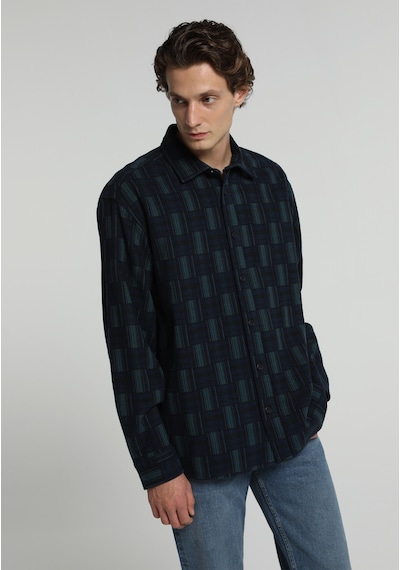 Colin's Colins Oversize Fit Shirt Neck Ekoseli Erkek Yeşil Uzun Kol Gömlek Cl1082341 Q1.v1 Pgr