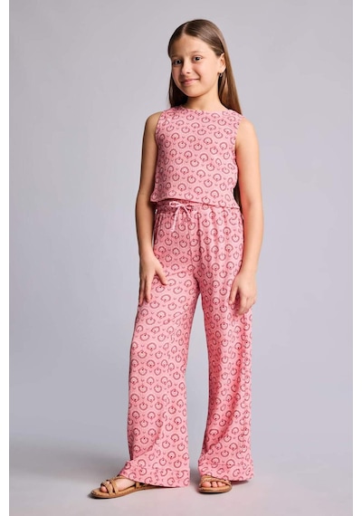 Defacto Krinkıl Kumaş Desenli 2li Takım Kız Çocuk H6574a826smpn205 Pembe-pn205