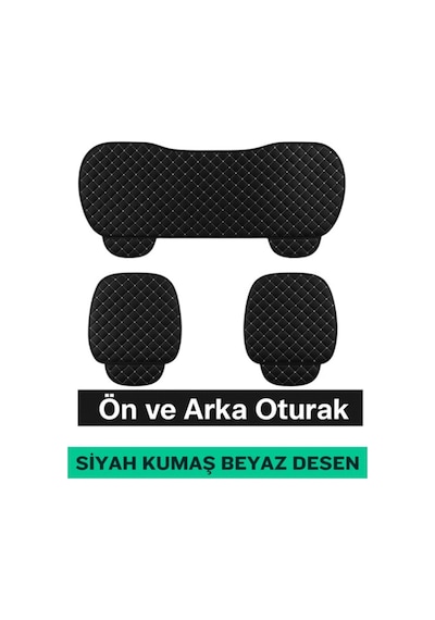 Renault Symbol Uyumlu 3 Parça Kapitone Kumaş Minder Siyah Beyaz