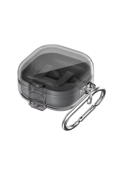 Samsung Galaxy Buds 4 / Buds 4 Pro Uyumlu Şeffaf Premium Kulaklık Kılıfı Güvenlik Kilidi Mekanizmalı, Darbe Emici Tpu Malzeme Şeffaf Siyah