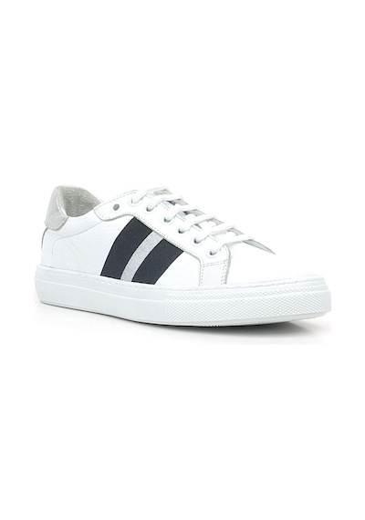 Hakiki Deri Beyaz Siyah Desenli Kadın Sneaker Ayakkabı Beyaz Hakiki Deri Beyaz Siyah Desenli Kadın Sneaker Ayakkabı Beyaz