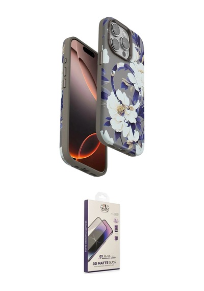 Cep 20-26 Apple Uyumlu İphone 14 Pro Max Kılıf Siluet Doku İkili Koruma Seti Najmaddin Beyaz